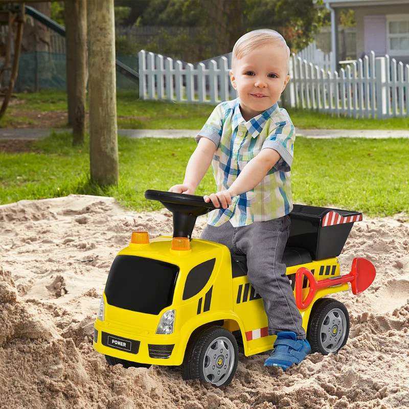 HOMCOM Stoelgraafmachine voor kinderen met kiepbak kinderauto metaal PP kunststof