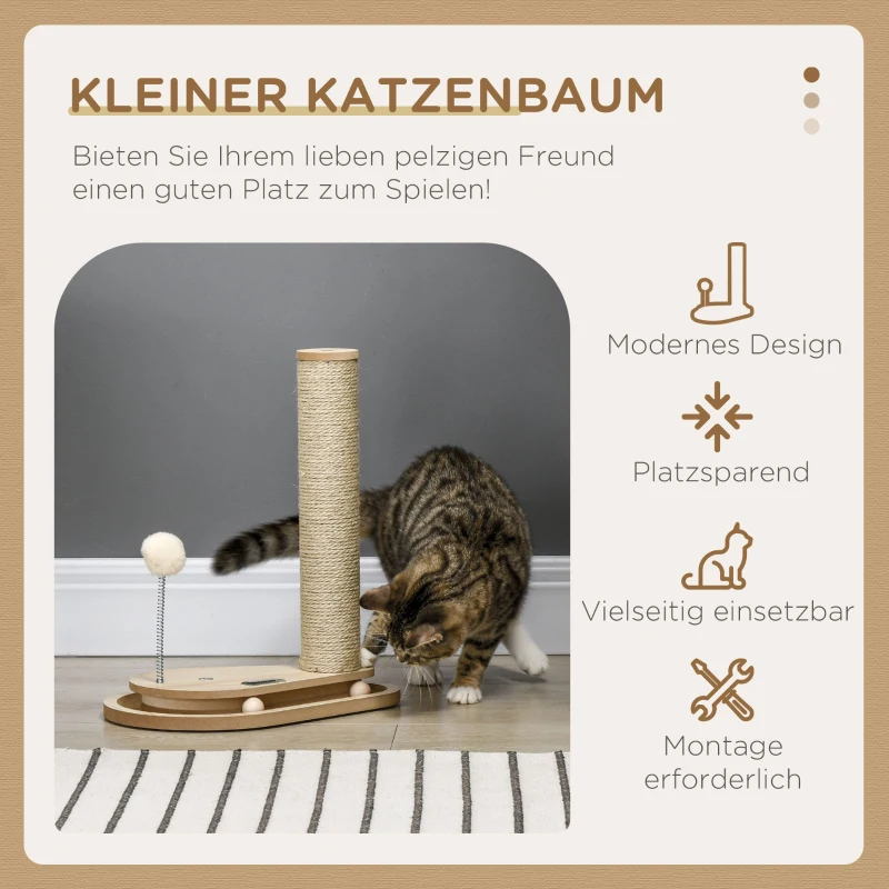 PawHut krabpaal voor katten, 40 cm, klimpaal met kattenzuil, krabpaal