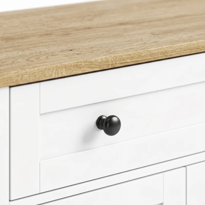 HOMCOM Sideboard keukenkast met 4 deuren, lade, verstelbare plank, deurplanken voor keuken, eetkamer, 138x40x85cm, wit