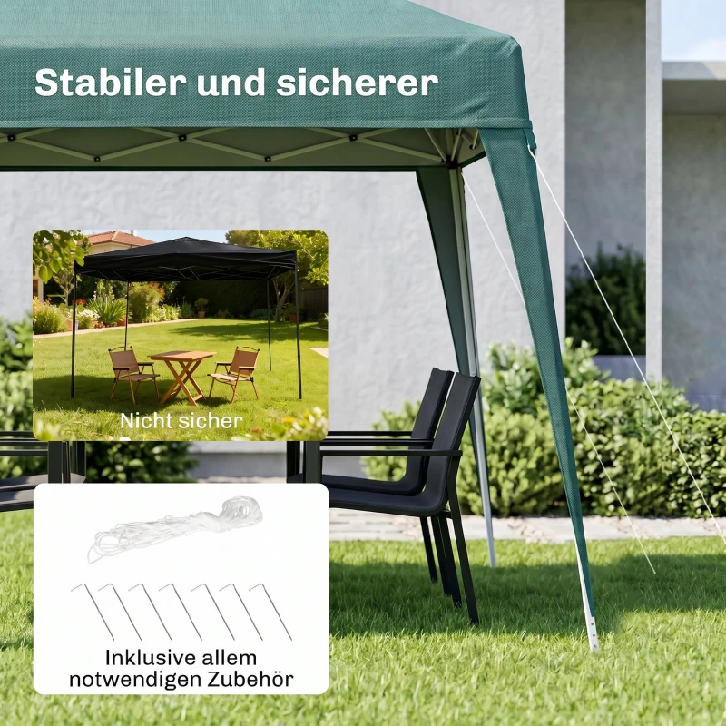 Outsunny Partytent 3 x 3 m inklapbare partytent opvouwbare tent paviljoen tuintent draagbaar 2 kleuren