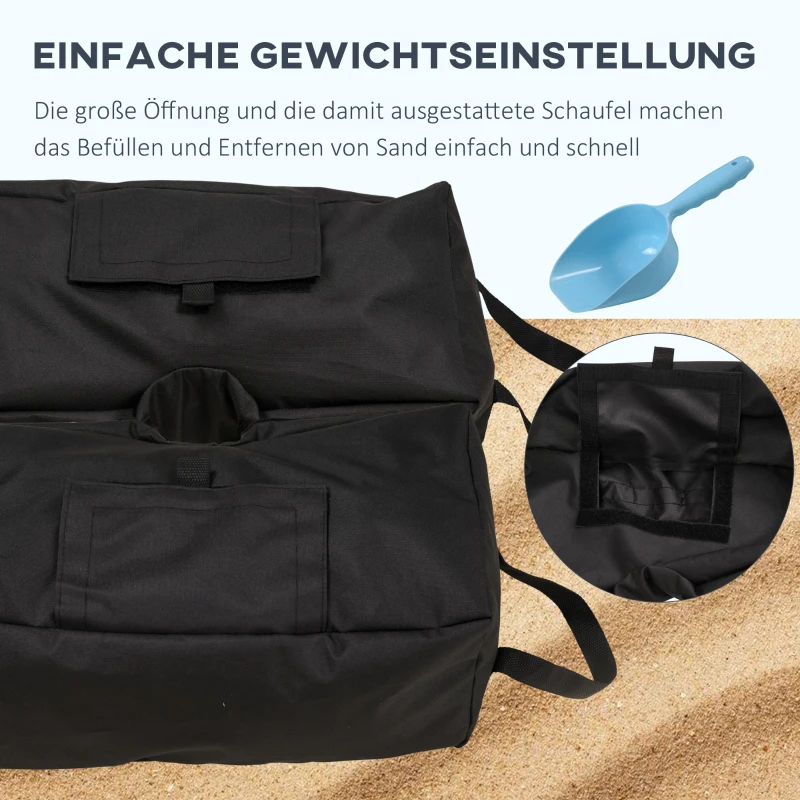 Outsunny Parasolstandaard, opvouwbaar, draagbaar, kan worden gevuld met maximaal 50 kg zand, zwart