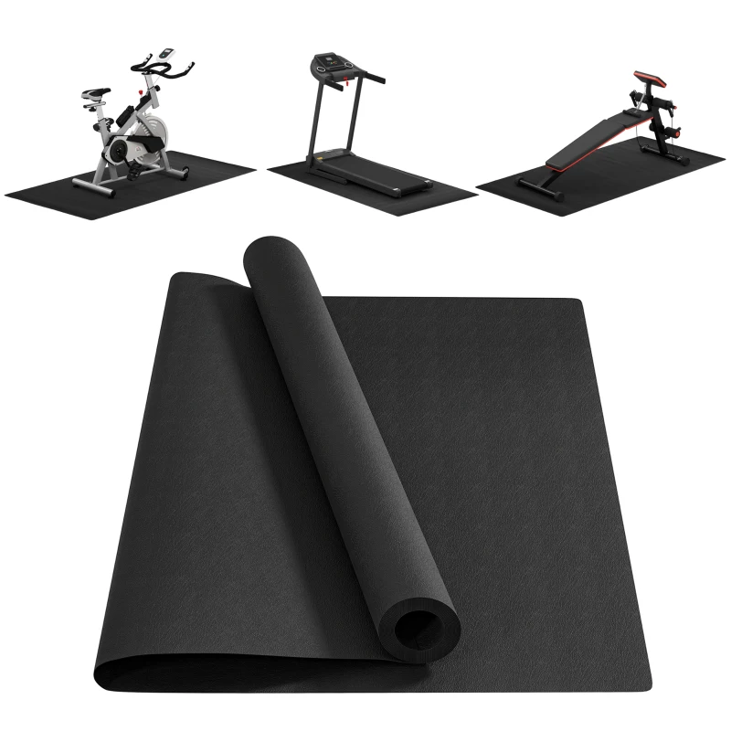 HOMCOM Bodenschutzmatte für Fitnessgeräte rutschfest Fitnessmatte 4 mm Dicke Unterlegmatte 200x100 cm Schwarz