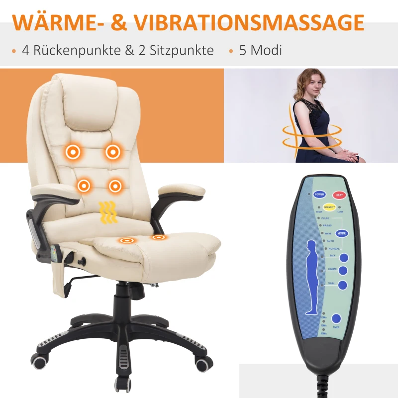 HOMCOM kantoorstoel draaistoel massagestoel met warmtefunctie directiestoel bureaustoel(m-4)
