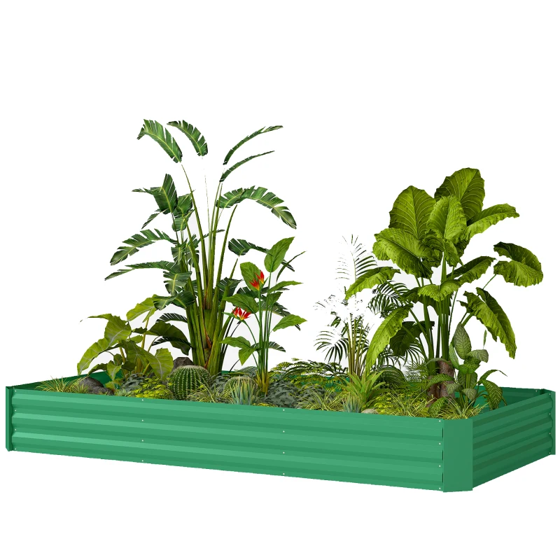 Outsunny Jardinière extérieure carré potager galvanisée avec bordure de sécurité et fond ouvert 240 x 120 x 30 cm vert
