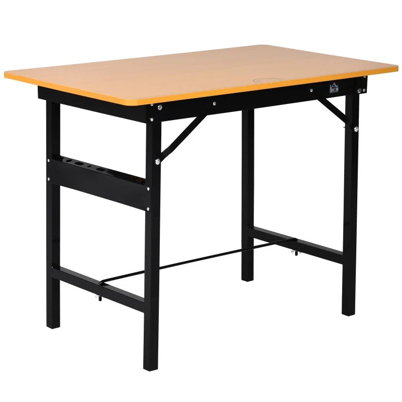 HOMCOM Werkbank werktafel werkbank werkblad inklapbaar staal MDF geel + zwart
