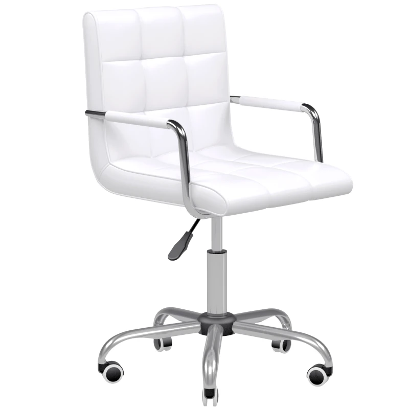 HOMCOM Bureaustoel draaistoel kruk met wielen draaibare kruk werkkruk stoel fauteuil directiestoel(m-10)