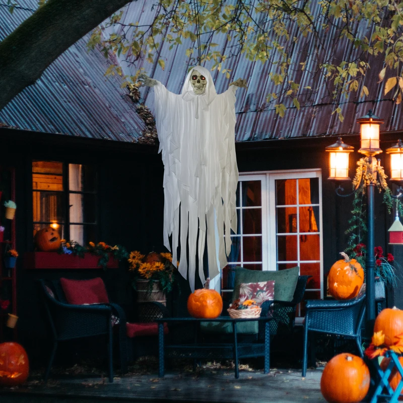Outsunny Halloween-decoratie spook met speciale effecten en geluidsfunctie 100 cm x 18 cm x 153 cm
