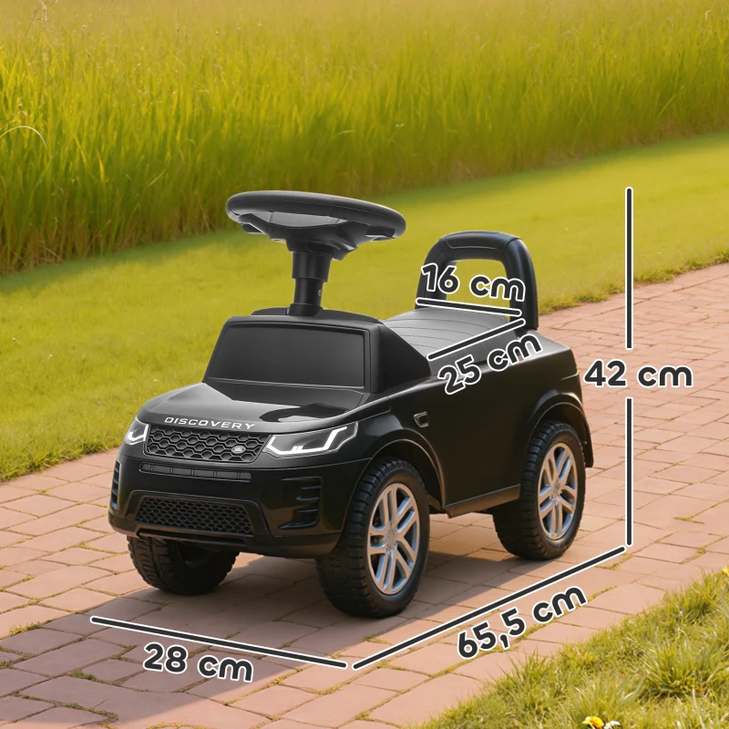 AIYAPLAY Macchina cavalcabile Land Rover per bambini con clacson, suoni e vano sedile, nero