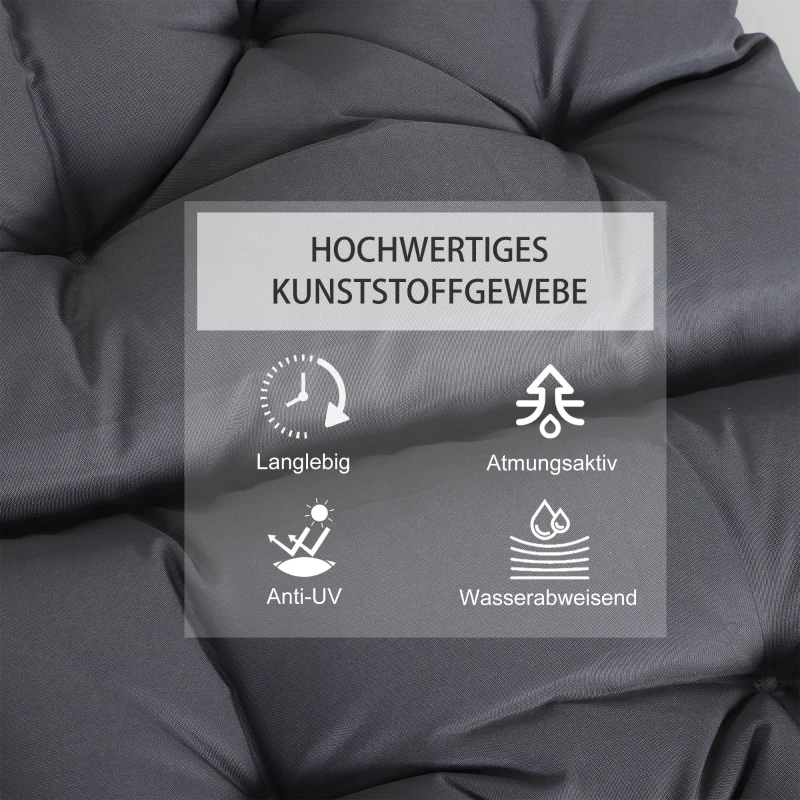 Outsunny Set van 2 kussens voor stoelen met lage rugleuning stoelkussens zitkussens tuinkussens grijs