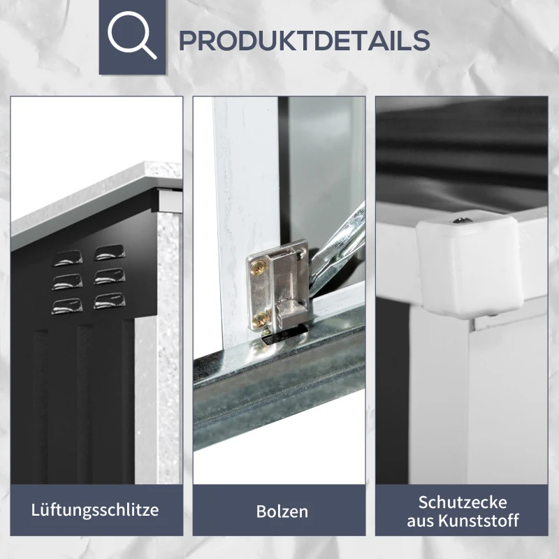 Outsunny vuilnisbak apparaatbox vuilnisbak voor 2 vuilnisbakken afsluitbaar staal zwart 178.5 x 104.5 x 128.5/113 cm | Aosom