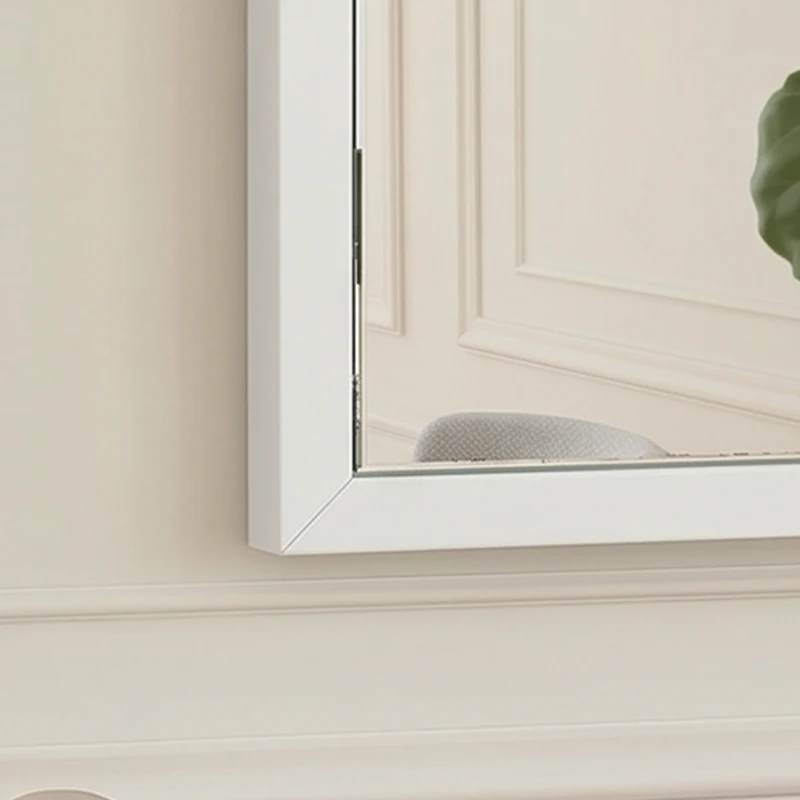 HOMCOM Miroir mural rectangulaire 50 x 70 cm, cadre en bois blanc, idéal pour la salle de bain, salon ou chambre