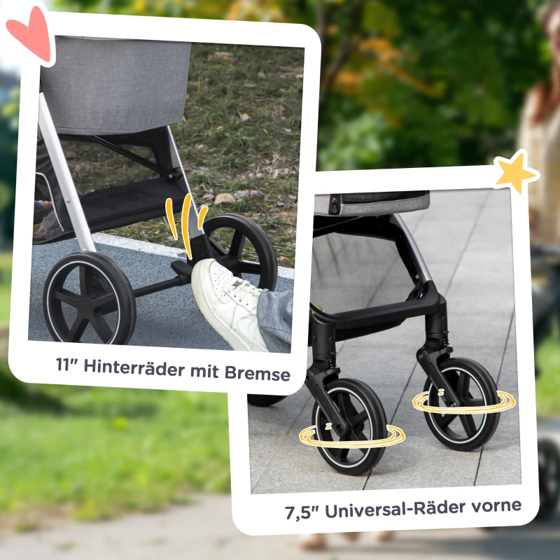 PawHut hondenkar, 2-in-1 hondenwagen, draagtas, opvouwbare hondenbuggy, grijs