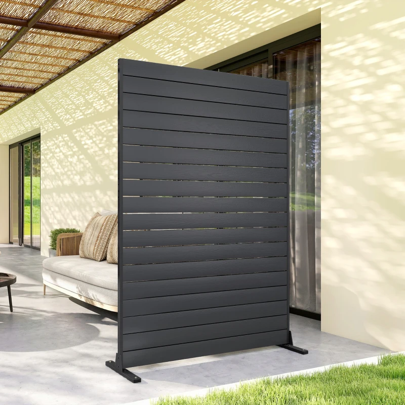 Outsunny Écran de Confidentialité, Panneau Décoratif HDPE avec Support et 6 Panneaux, Noir, 120 x 174 cm