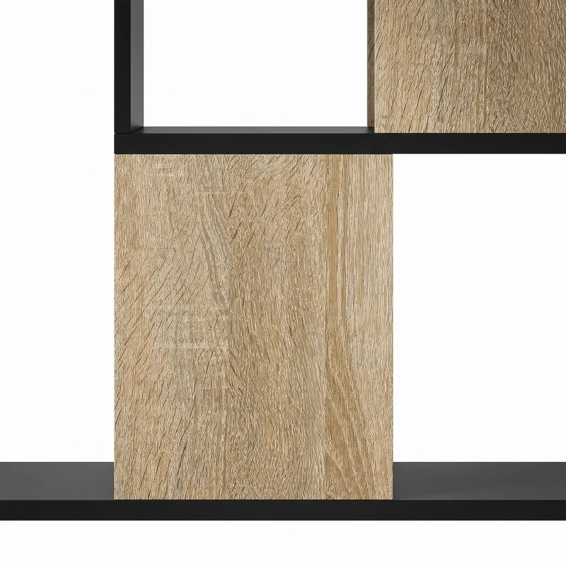 HOMCOM Étagère de rangement, bibliothèque géométrique à 5 niveaux, pour bureau, salon, chambre, noir et bois naturel
