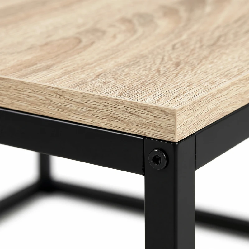 HOMCOM Salontafel met Opbergruimte, modern industrieel, 2 planken & verstelbare poten, eiken