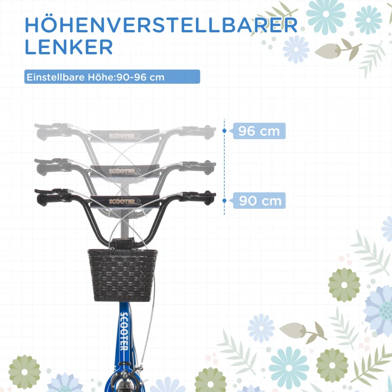 HOMCOM Kinderstep van 5 tot 12 jaar, in hoogte verstelbaar blauw zwart(m-4)