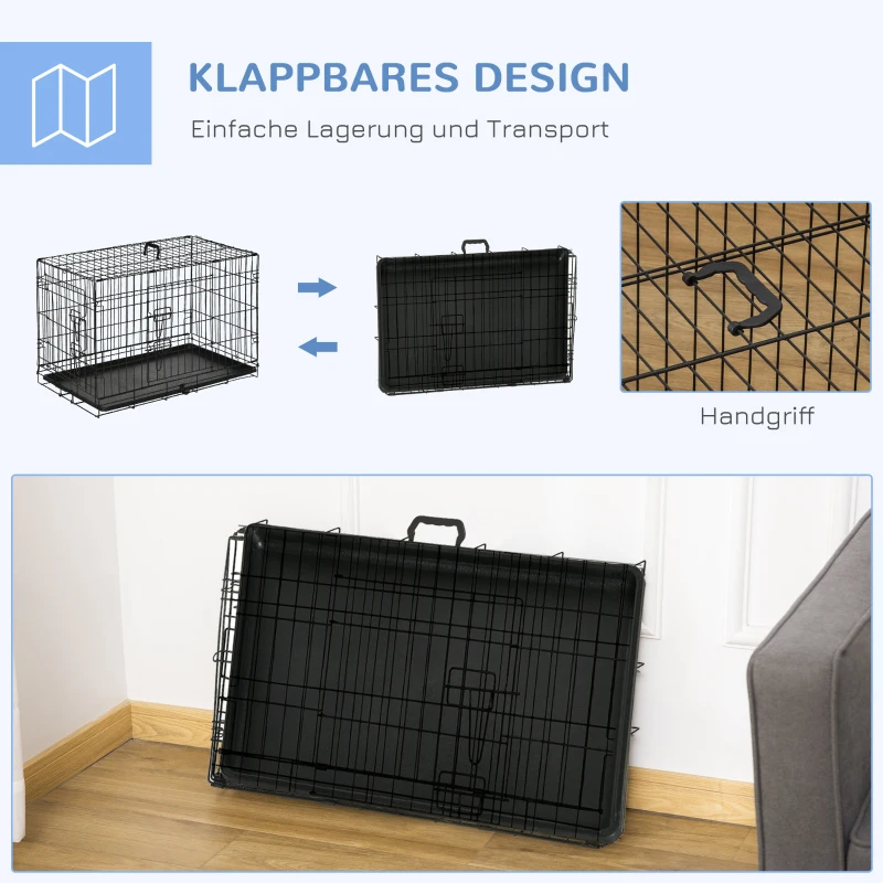 PawHut transportkooi transportbox draadkooi hondenbox kooi metaal inklapbaar