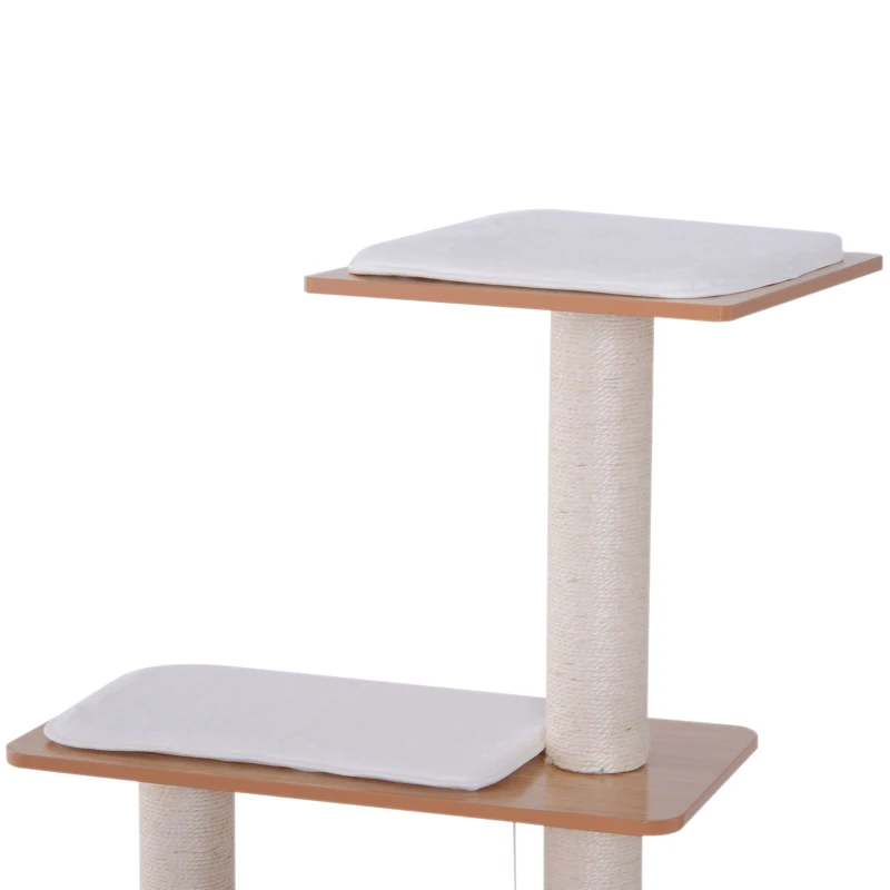 PawHut Kattenkrabboom kattenspeelgoed klimboom Sisal ligvlak natuur met bal