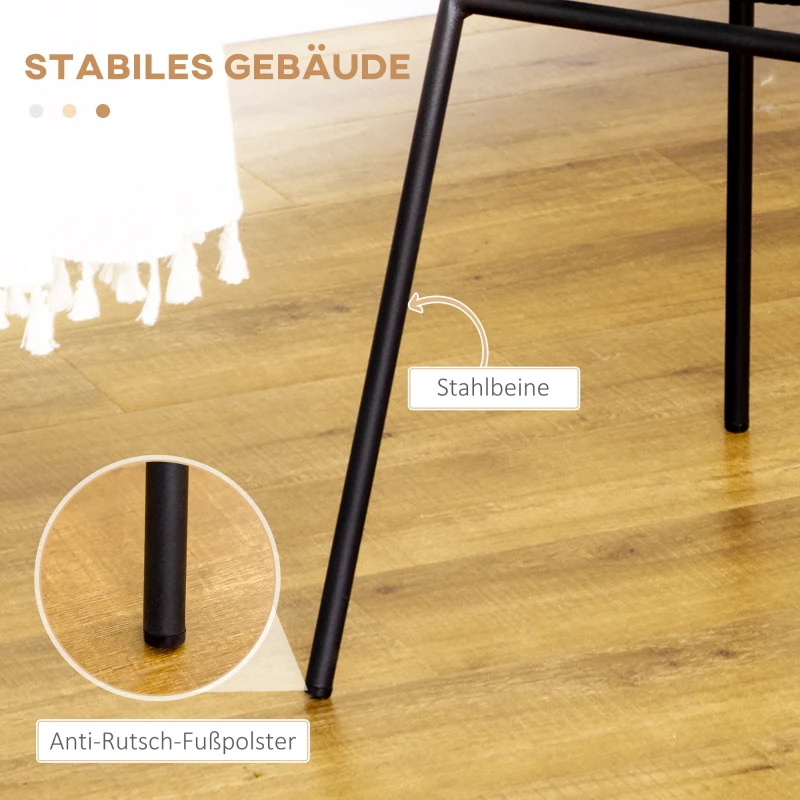HOMCOM Set van 2 eetkamerstoelen in boho-stijl, accentstoel, PE-rotan, 44 cm x 58 cm x 85 cm, Natural+ zwart(m-5)