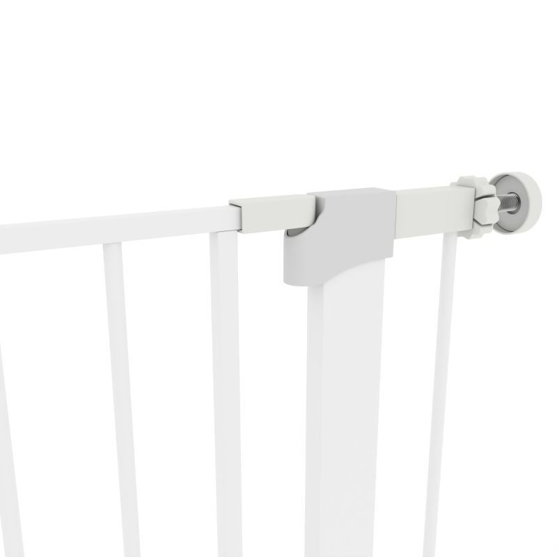 PawHut Deurhek, montage zonder boren, verstelbare breedte 76-97 cm, met één hand te openen, metaal, wit, 76 cm hoog