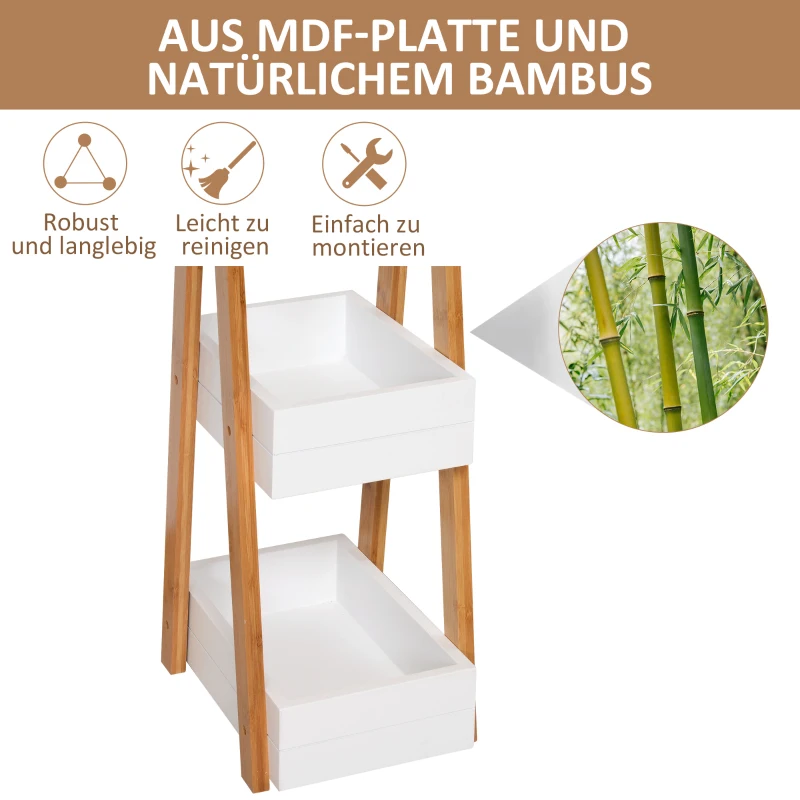 HOMCOM Badkamerstelling ladderrek 3 niveaus ladderkast badkamer opbergkast stelling wit