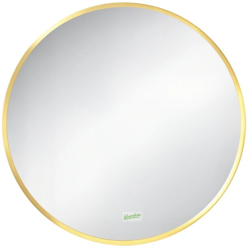 kleankin Ronde wandspiegel voor badkamer, slaapkamer, gang, metalen frame, kleur: Gold, Ø50 cm