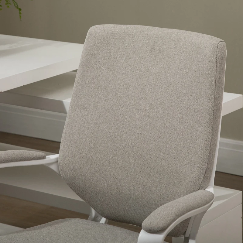 Vinsetto kantoorstoel draaistoel in hoogte verstelbaar dikke bekleding polyester beige + wit(m-8)