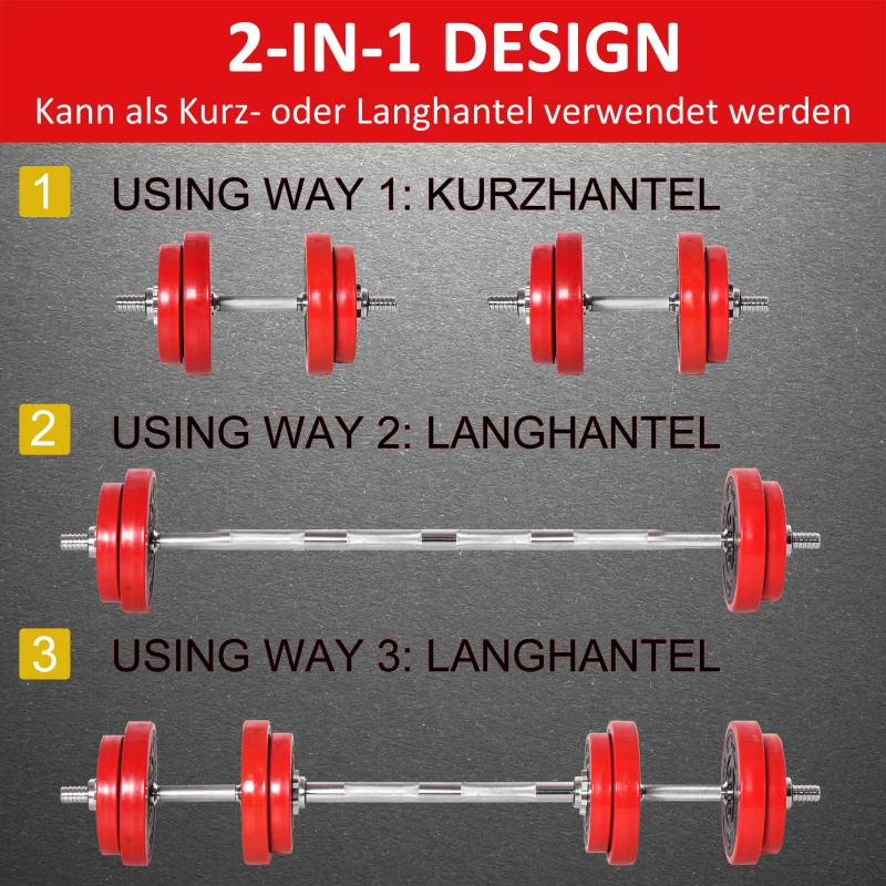 HOMCOM Halterset verstelbaar 20 kg barbell & dumbbell fitness oefening thuis