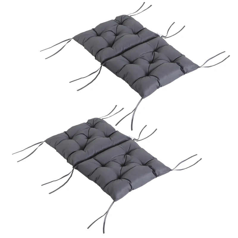 Outsunny Set van 2 kussens voor stoelen met lage rugleuning stoelkussens zitkussens tuinkussens grijs