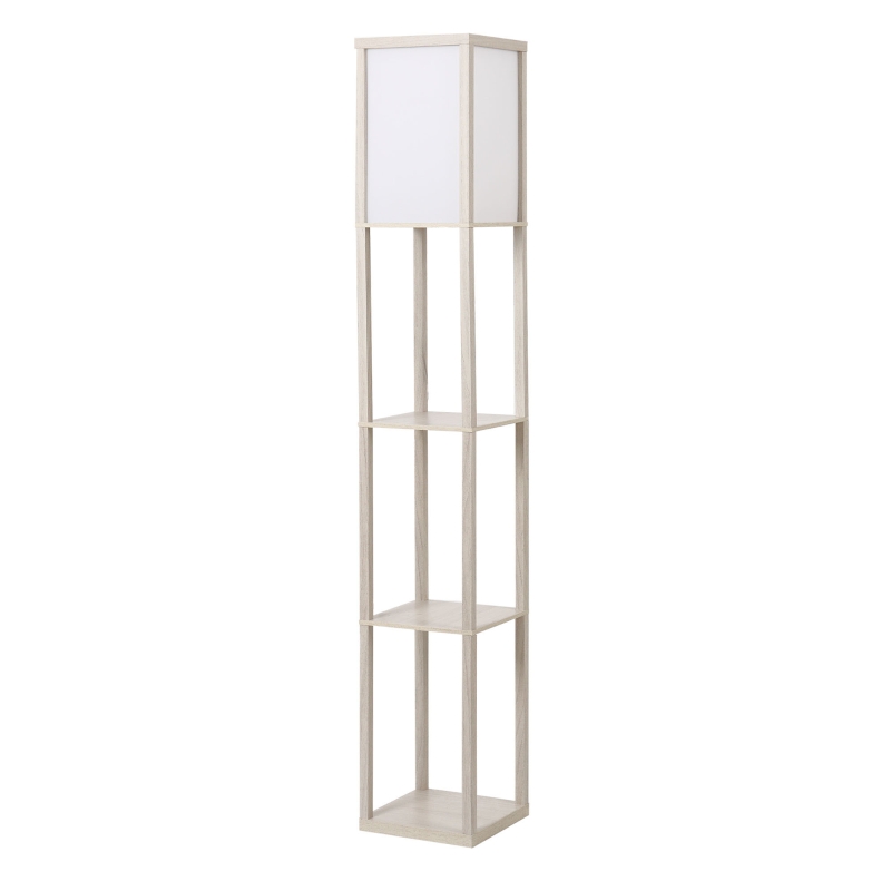 HOMCOM Staande lamp verlichting met 3 planken E27 tot 40 W E1-kwaliteit MDF eiken + wit
