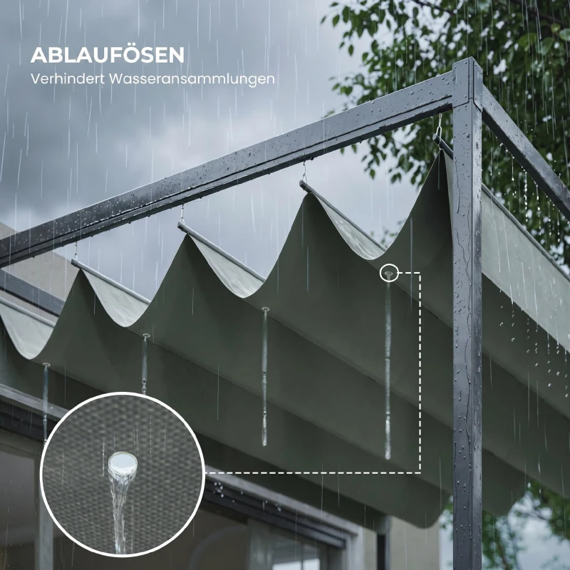 Outsunny Pergola paviljoen terrasoverkapping met schuifdak polyester grijs