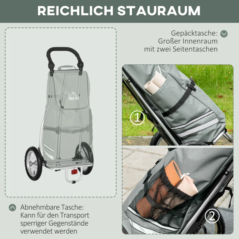 HOMCOM 2-in-1 bagageaanhanger, fietskar, 12 inch, luchtbanden, 24,3 kg max.(m-6)