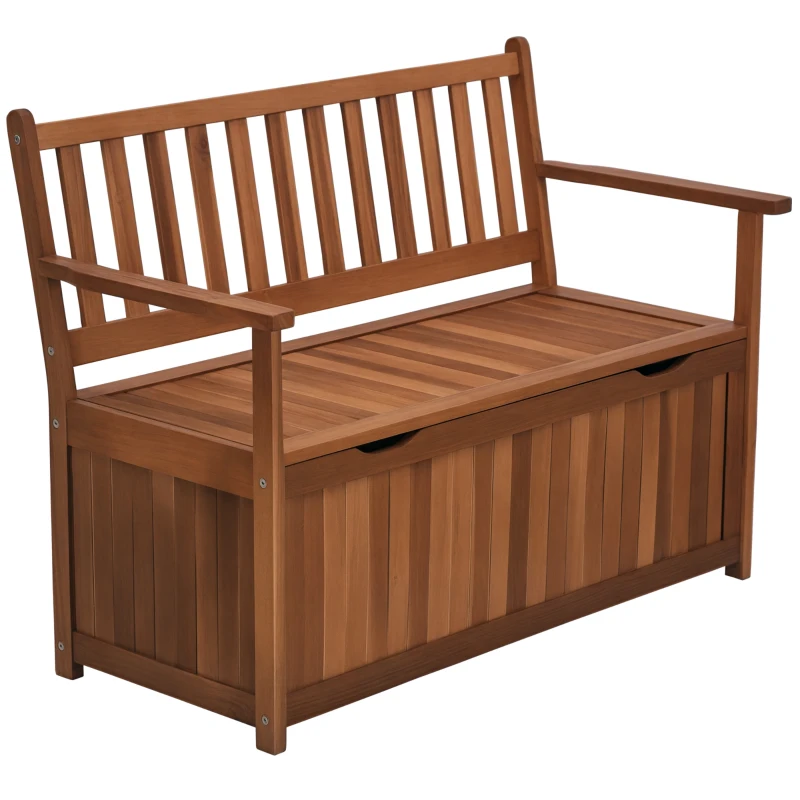 Outsunny Tuinbank met opbergruimte kistbank zitbank opbergbox 2-zitsbank hout bruin