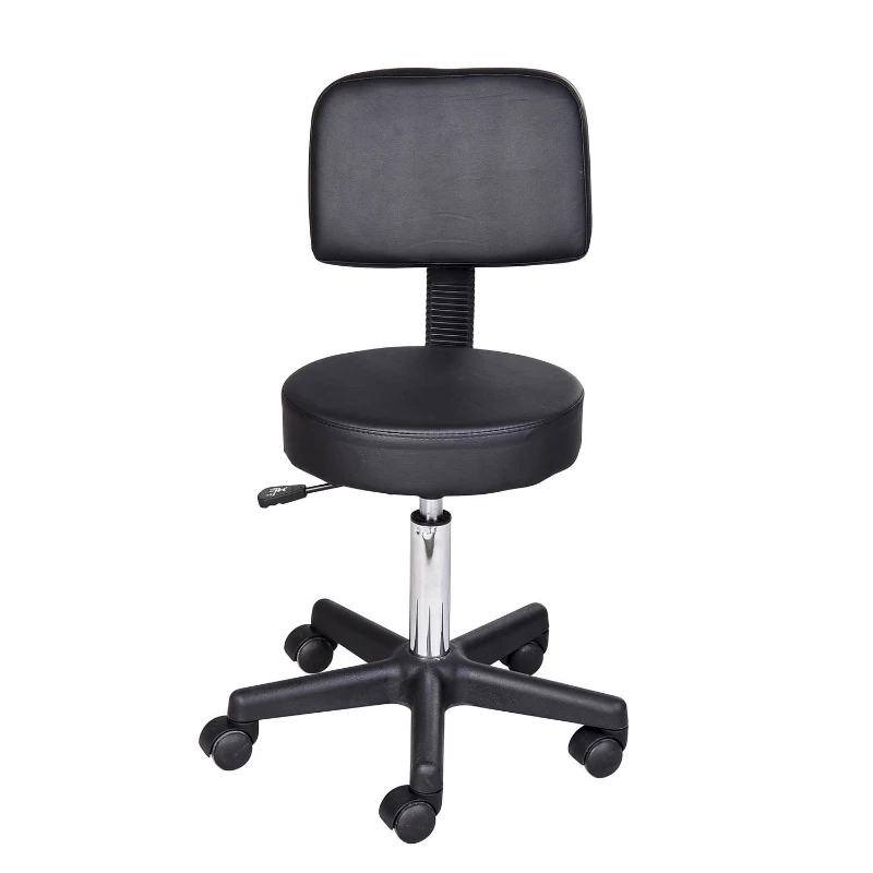 HOMCOM Rolkruk, werkstoel, cosmetische stoel, draaistoel, kruk, professionele salonstoel, zwart(m-9)