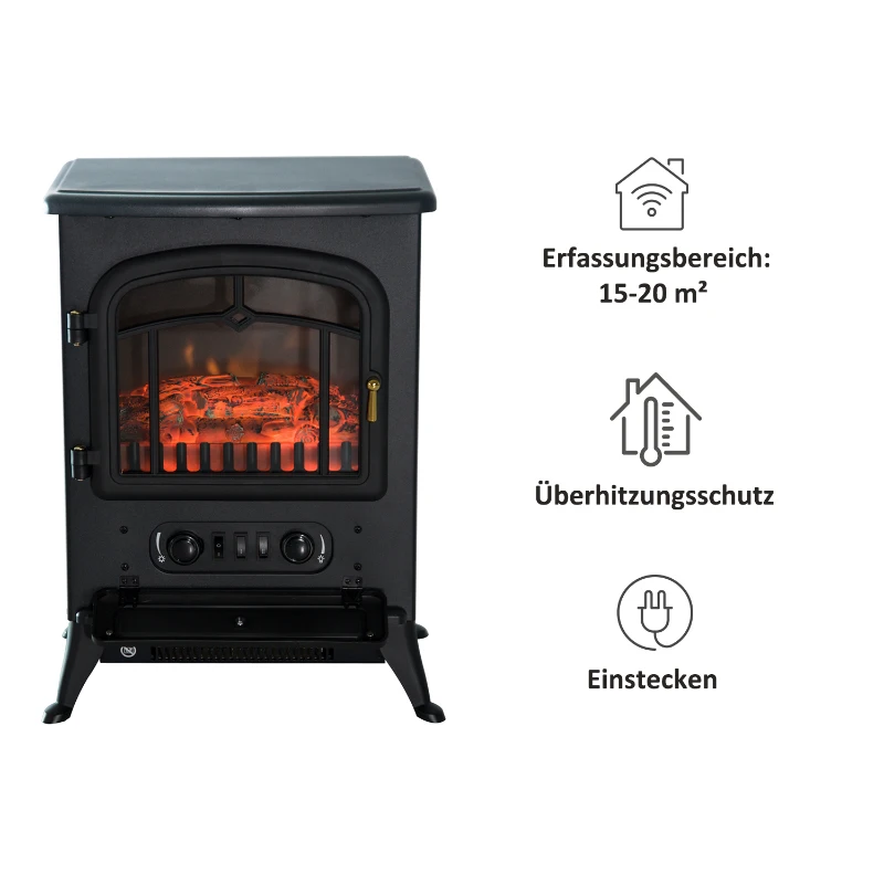 HOMCOM Elektrische kachel Elektrische haard haardkachel met 1800 W thermostaat(m-4)