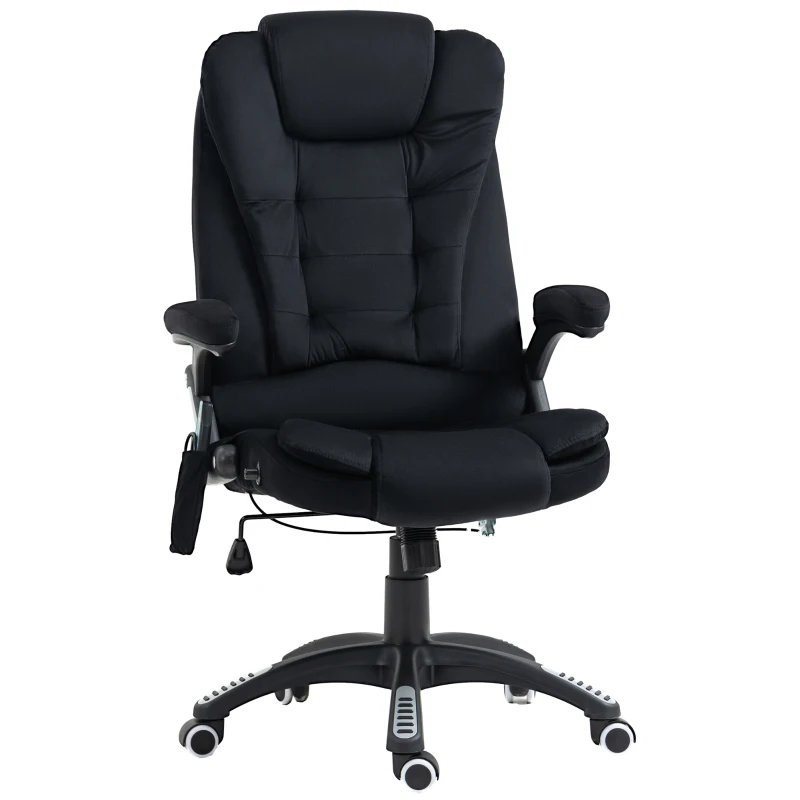 Vinsetto Bürostuhl mit Massage- & Wärmefunktion, ergonomisch, höhenverstellbar, Schwarz