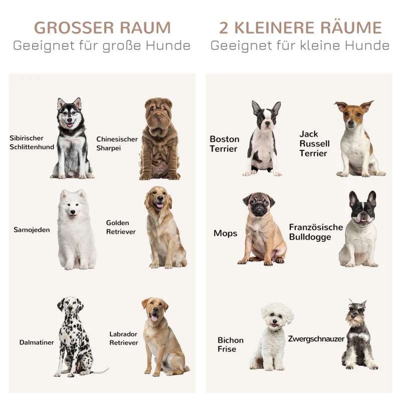 PawHut hondenkooi met 2 deuren, hondenbox, rustiek design, vergrendelbaar, bruin(m-7)