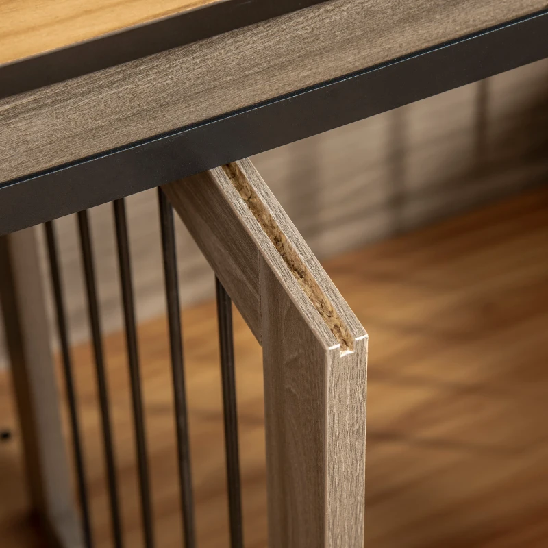 PawHut hondenkooi met 2 deuren, hondenbox, rustiek design, vergrendelbaar, bruin(m-8)