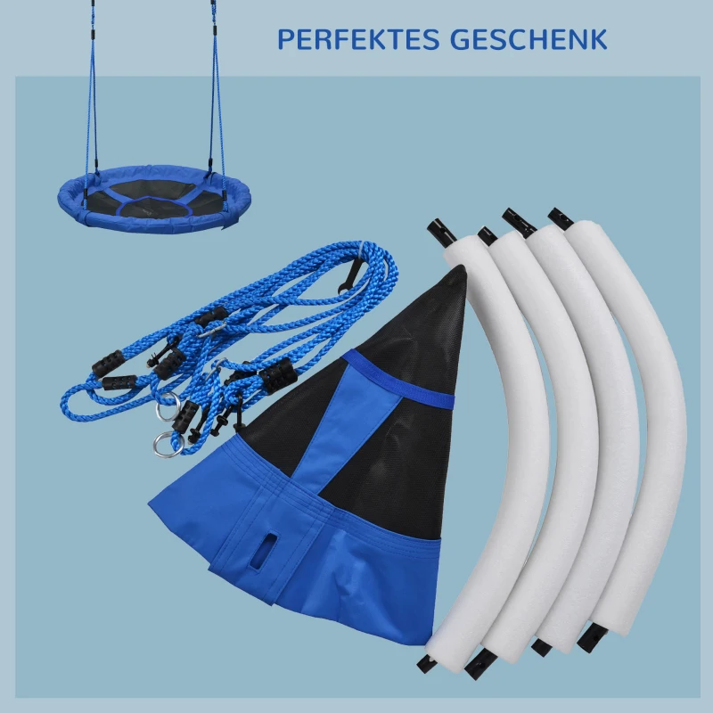 HOMCOM Nestschommel voor kinderen ronde schommel schommel tuin Oxford 100 cm blauw