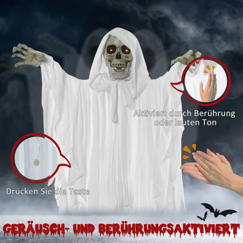 Outsunny Halloween-decoratie spook met speciale effecten en geluidsfunctie 100 cm x 18 cm x 153 cm