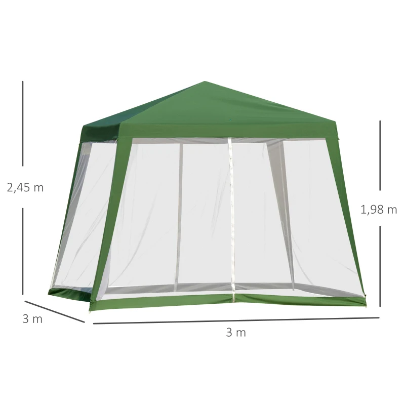 Outsunny Tuinpaviljoen paviljoen partytent tuintent met muggengaas beige 3 x 3 m