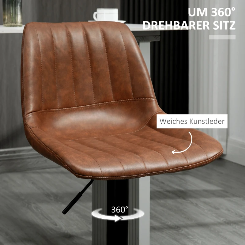 HOMCOM Set van 2 barkrukken in retrodesign, met voetsteun, in hoogte verstelbaar, 43 cm x 49,5 cm x 111 cm