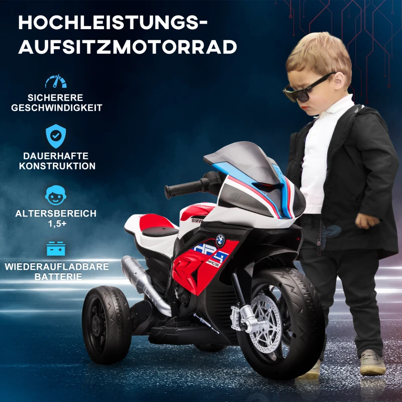 HOMCOM elektrische kindermotor elektrische driewieler voor kinderen vanaf 18 maanden rood(m-4)