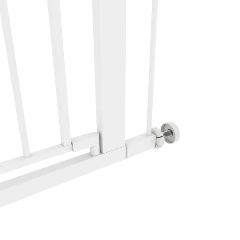 PawHut Deurhek, montage zonder boren, verstelbare breedte 76-97 cm, met één hand te openen, metaal, wit, 76 cm hoog