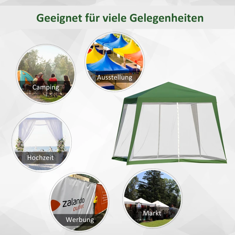 Outsunny Tuinpaviljoen paviljoen partytent tuintent met muggengaas beige 3 x 3 m