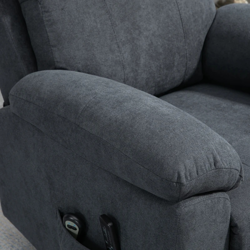 HOMCOM Massagestoel met opstaan hulp, 8 vibratiemotoren, inclusief afstandsbediening, donkergrijs