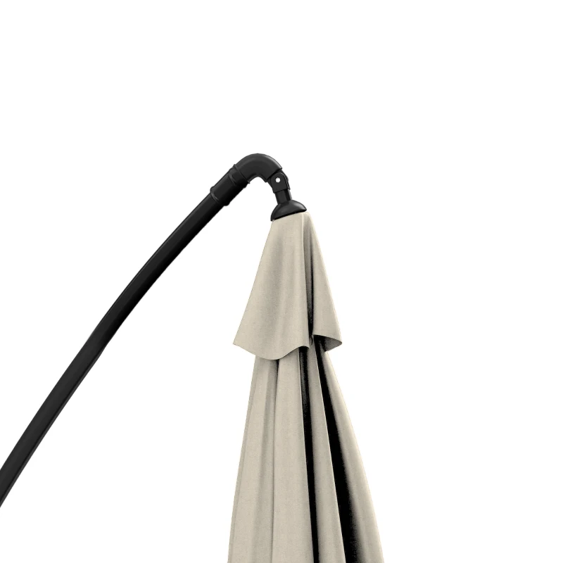 Outsunny Parasol déporté, parasol de jardin extérieur, Toile ajustable, 8 baleines, base en croix et manivelle, 2,5 x 2,5 m, kaki