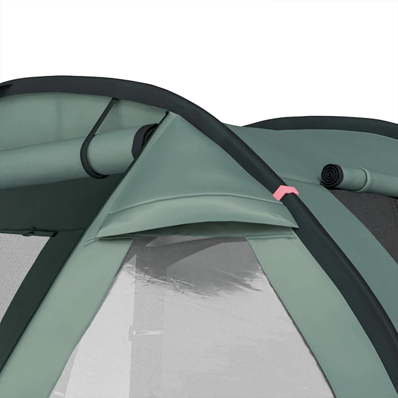 Outsunny kampeertent voor 3-4 personen, twee binnenruimtes, gaasraam, groen, 4,75 x 2,64 x 1,72 m