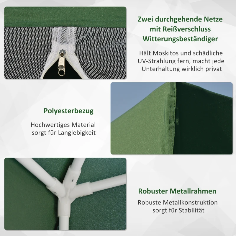 Outsunny Tuinpaviljoen paviljoen partytent tuintent met muggengaas beige 3 x 3 m