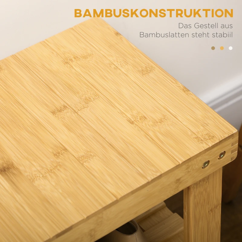 HOMCOM Schoenenbank, 3 verdiepingen, ruimte voor 6-9 paar schoenen, tot 130 kg, bamboe, 70 x 28 x 45 cm
